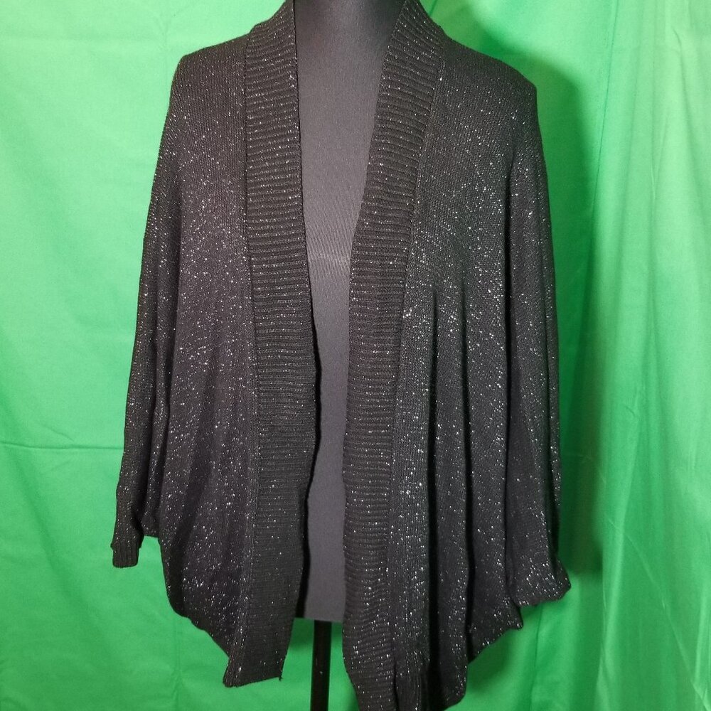 Torrid Womens Size 0 Open Front Cardigan Black Metallic Glitter Witchy Goth